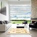 Square Machine Washable Abstract Yellow Rug in a Living Room, wshabs1850