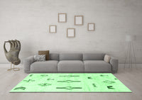 Machine Washable Solid Emerald Green Modern Rug, wshabs1850emgrn