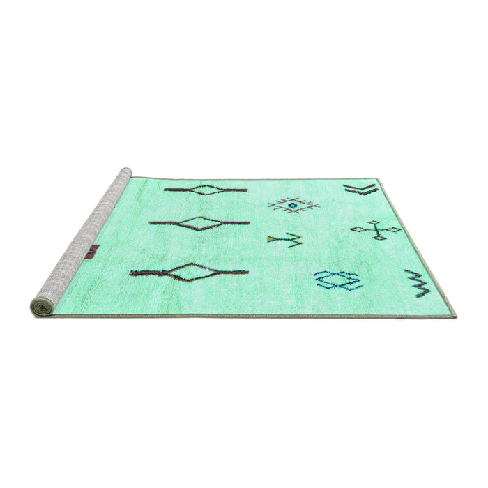 Sideview of Machine Washable Solid Turquoise Modern Area Rugs, wshabs1850turq
