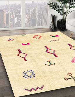 Abstract Yellow Solid Rug in Family Room, abs1850
