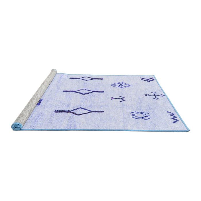 Sideview of Machine Washable Solid Blue Modern Rug, wshabs1850blu