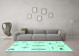 Machine Washable Solid Turquoise Modern Area Rugs in a Living Room,, wshabs1850turq