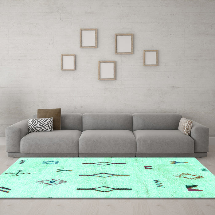 Machine Washable Solid Turquoise Modern Area Rugs in a Living Room,, wshabs1850turq