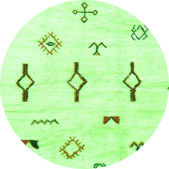 Round Machine Washable Solid Green Modern Area Rugs, wshabs1850grn