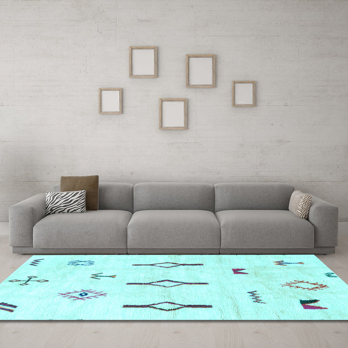 Machine Washable Solid Light Blue Modern Rug in a Living Room, wshabs1850lblu