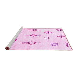 Sideview of Machine Washable Solid Pink Modern Rug, wshabs1850pnk