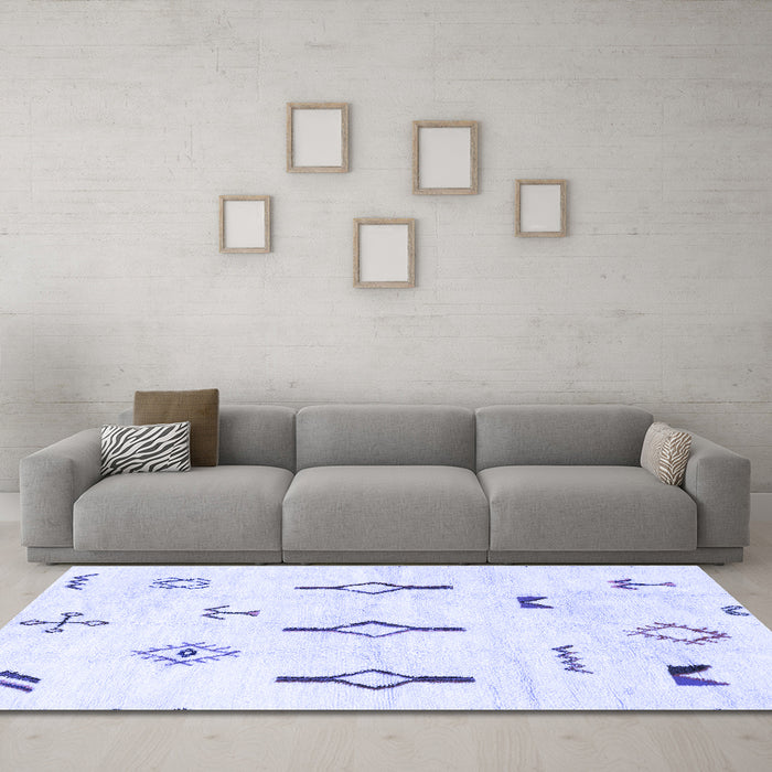 Machine Washable Solid Blue Modern Rug in a Living Room, wshabs1850blu