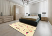 Machine Washable Abstract Yellow Rug in a Bedroom, wshabs1850