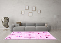 Machine Washable Solid Pink Modern Rug, wshabs1850pnk