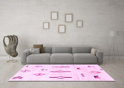 Machine Washable Solid Pink Modern Rug in a Living Room, wshabs1850pnk