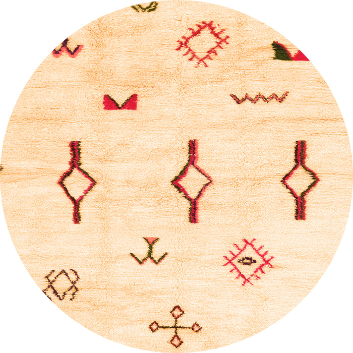 Round Machine Washable Solid Orange Modern Area Rugs, wshabs1850org