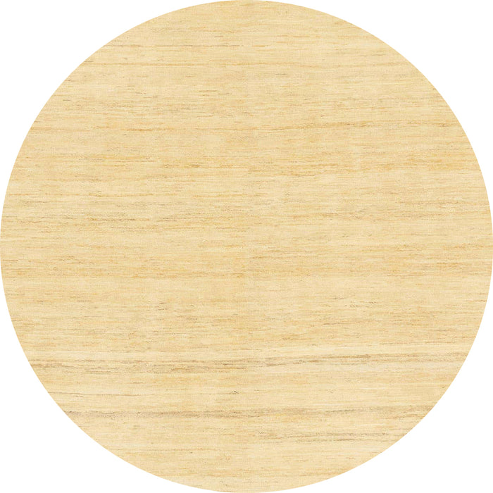 Round Abstract Chrome Gold Yellow Solid Rug, abs1851