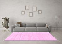 Machine Washable Solid Pink Modern Rug, wshabs1851pnk