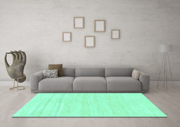 Machine Washable Solid Turquoise Modern Area Rugs in a Living Room,, wshabs1851turq