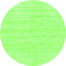 Round Machine Washable Solid Green Modern Area Rugs, wshabs1851grn