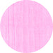 Round Machine Washable Solid Pink Modern Rug, wshabs1851pnk