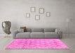 Machine Washable Oriental Pink Traditional Rug in a Living Room, wshabs1852pnk