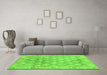 Machine Washable Oriental Green Traditional Area Rugs in a Living Room,, wshabs1852grn