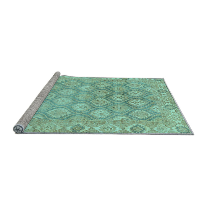 Sideview of Machine Washable Oriental Light Blue Traditional Rug, wshabs1852lblu