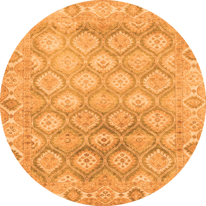 Round Machine Washable Oriental Orange Traditional Area Rugs, wshabs1852org