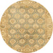 Round Machine Washable Abstract Orange Rug, wshabs1852