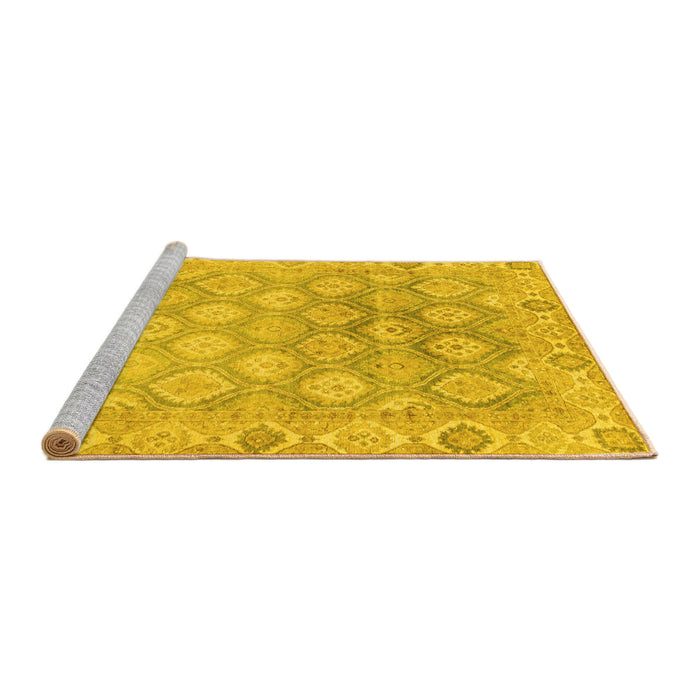 Sideview of Machine Washable Oriental Yellow Traditional Rug, wshabs1852yw