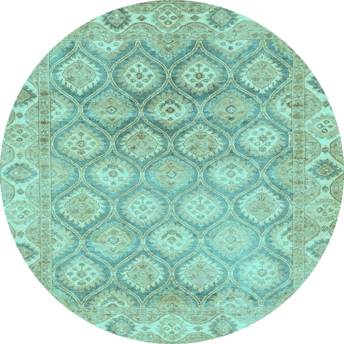 Round Oriental Light Blue Traditional Rug, abs1852lblu