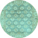 Round Oriental Light Blue Traditional Rug, abs1852lblu