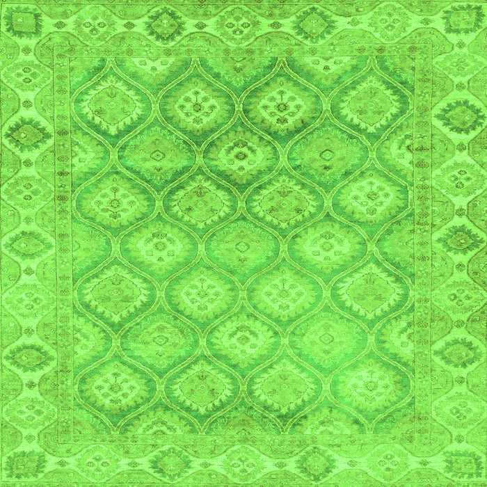 Square Oriental Green Traditional Rug, abs1852grn