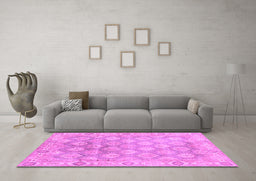 Machine Washable Oriental Purple Traditional Area Rugs in a Living Room, wshabs1852pur