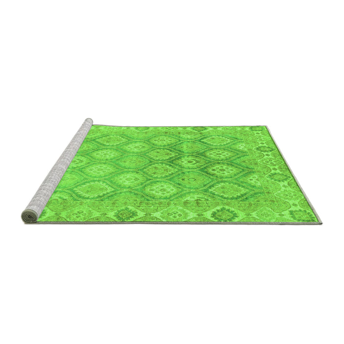 Sideview of Machine Washable Oriental Green Traditional Area Rugs, wshabs1852grn