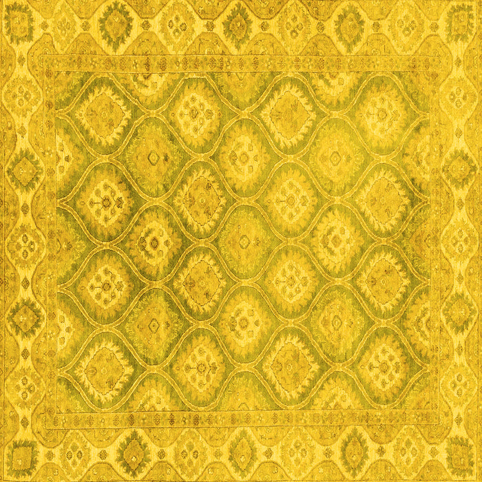 Square Machine Washable Oriental Yellow Traditional Rug, wshabs1852yw