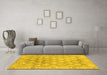 Machine Washable Oriental Yellow Traditional Rug in a Living Room, wshabs1852yw