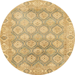 Round Abstract Orange Gold Oriental Rug, abs1852
