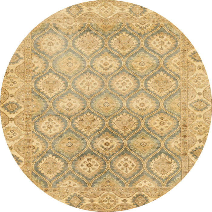 Round Abstract Orange Gold Oriental Rug, abs1852