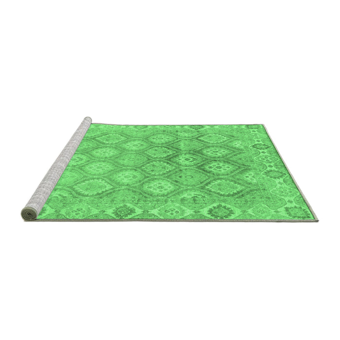 Sideview of Machine Washable Oriental Emerald Green Traditional Area Rugs, wshabs1852emgrn