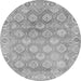 Round Machine Washable Oriental Gray Traditional Rug, wshabs1852gry