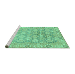 Sideview of Machine Washable Oriental Turquoise Traditional Area Rugs, wshabs1852turq