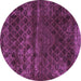 Round Machine Washable Abstract Purple Modern Area Rugs, wshabs1853pur