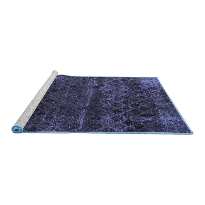 Sideview of Machine Washable Abstract Blue Modern Rug, wshabs1853blu