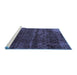 Sideview of Machine Washable Abstract Blue Modern Rug, wshabs1853blu