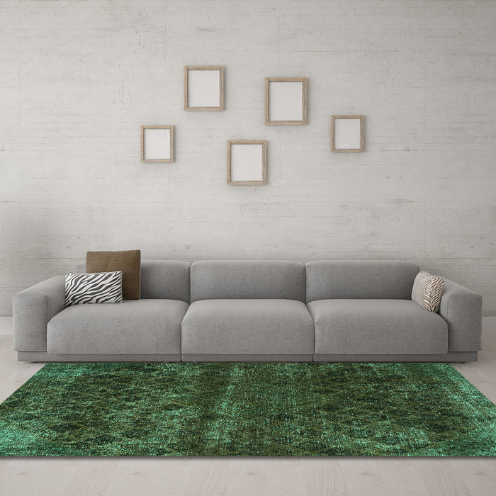 Machine Washable Abstract Turquoise Modern Area Rugs in a Living Room,, wshabs1853turq