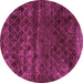 Round Machine Washable Abstract Pink Modern Rug, wshabs1853pnk