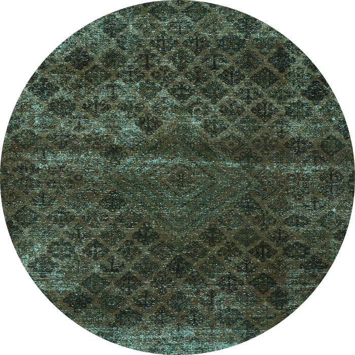 Round Abstract Light Blue Modern Rug, abs1853lblu