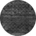 Round Machine Washable Abstract Gray Modern Rug, wshabs1853gry