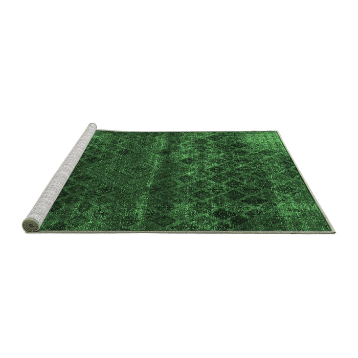 Sideview of Machine Washable Abstract Emerald Green Modern Area Rugs, wshabs1853emgrn