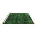 Sideview of Machine Washable Abstract Emerald Green Modern Area Rugs, wshabs1853emgrn