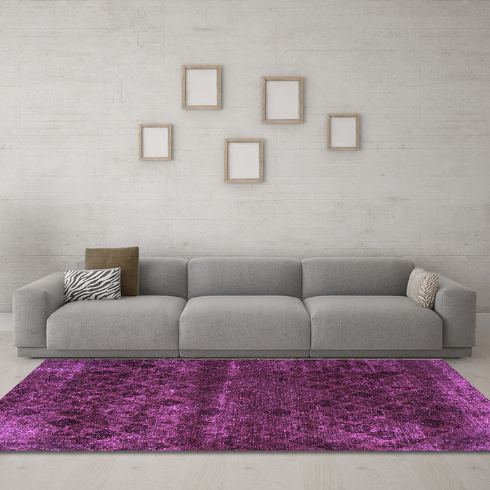 Machine Washable Abstract Purple Modern Area Rugs in a Living Room, wshabs1853pur