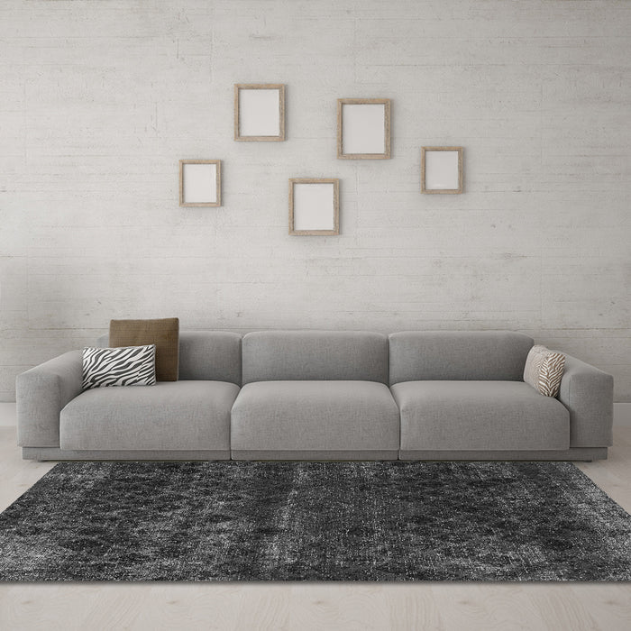 Machine Washable Abstract Gray Modern Rug in a Living Room,, wshabs1853gry