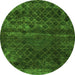 Round Machine Washable Abstract Green Modern Area Rugs, wshabs1853grn